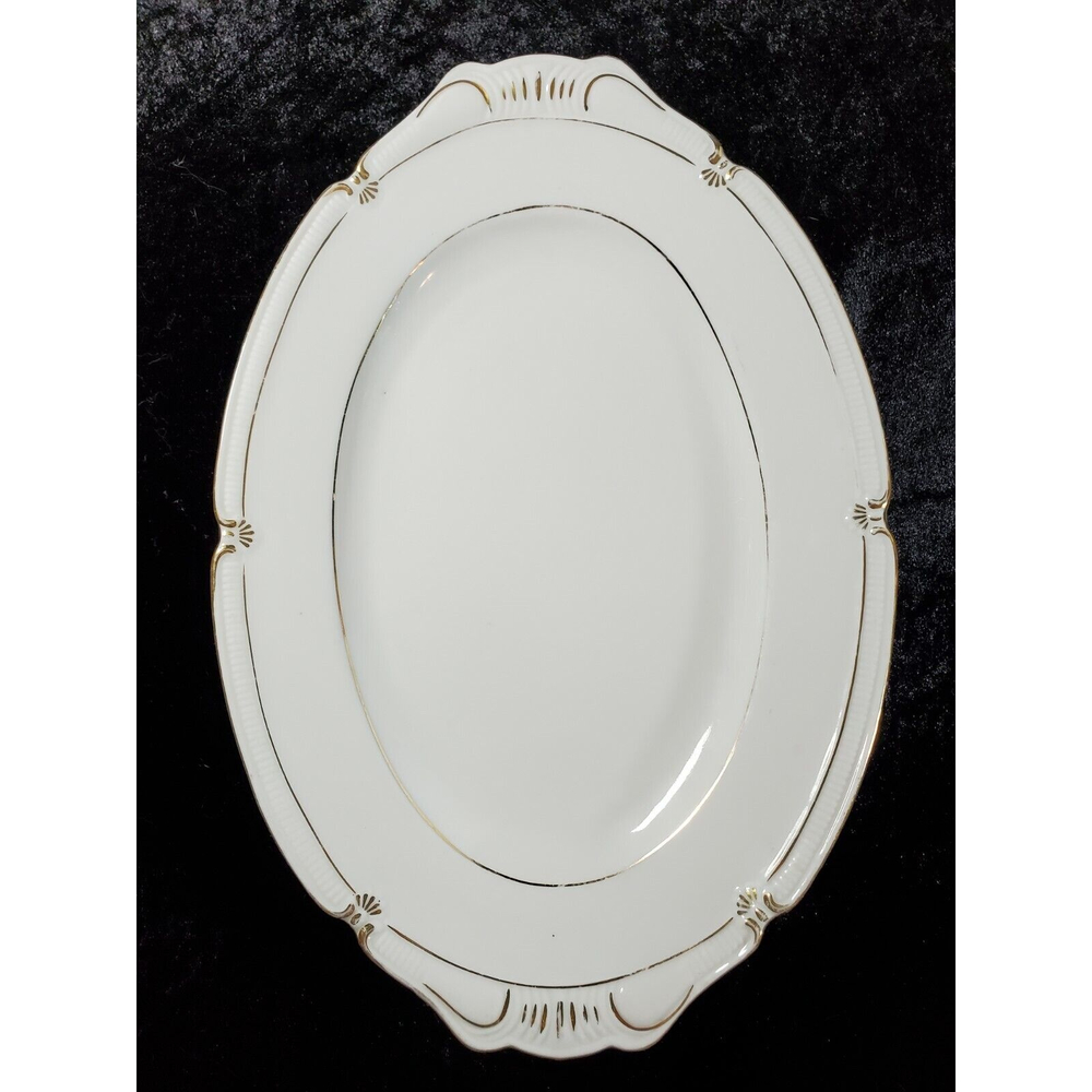 Winterling Bavaria Germany China White/Gold Trim Oval 13" Plate Serving Platter
